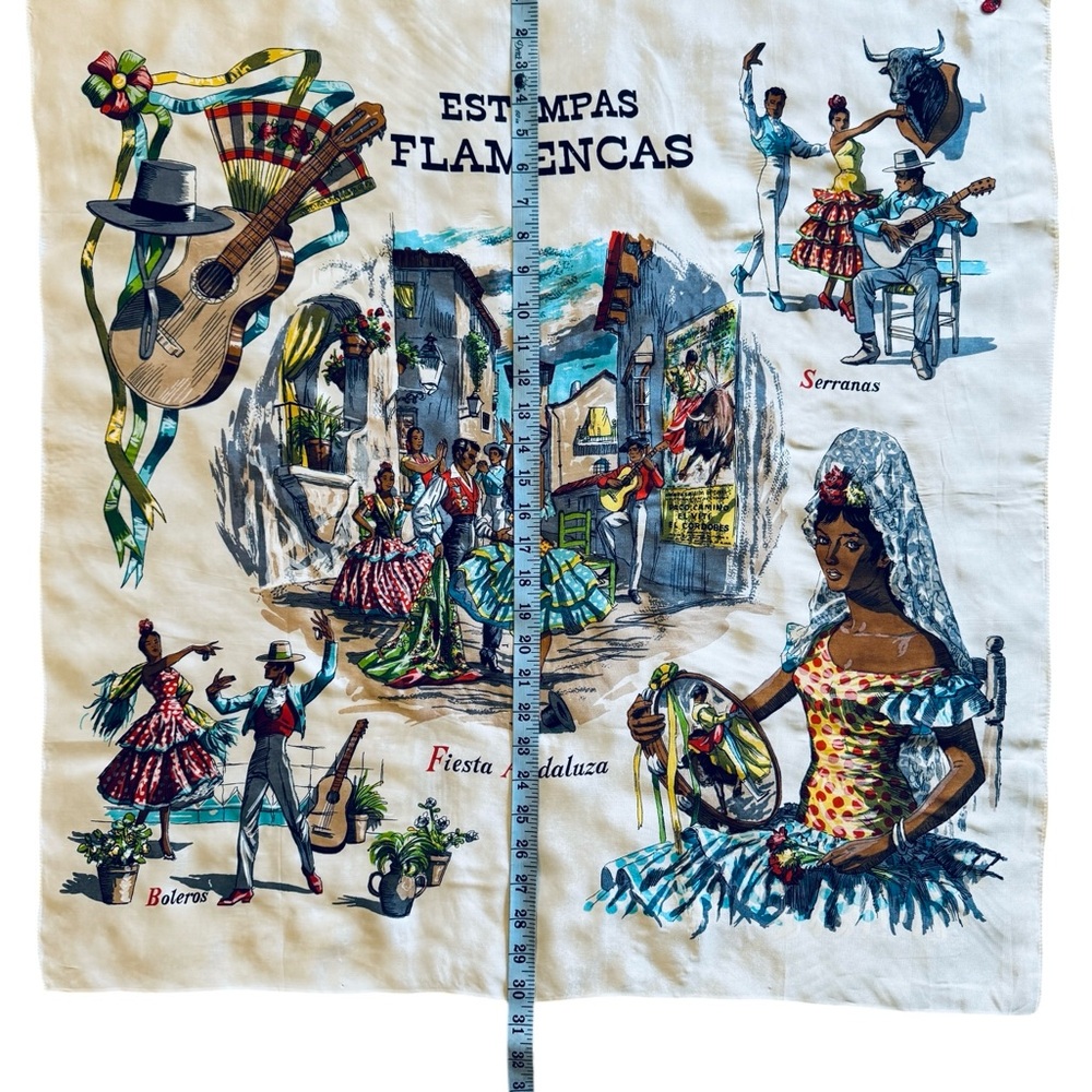 VINTAGE Spanish Flamenca Souvenir Scarf - Picture 6 of 6